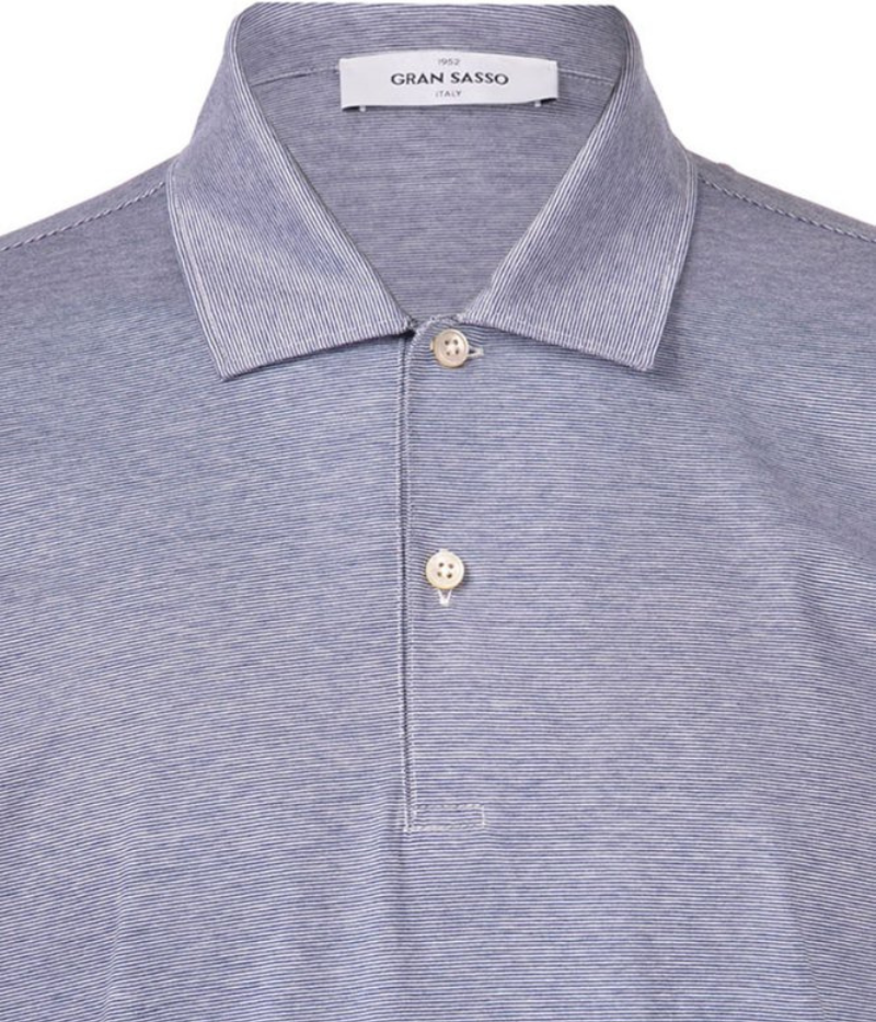 Short Sleeve Polo in Blue Stripe