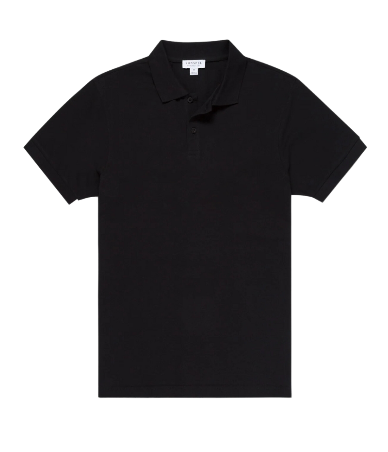 Pique Polo Shirt in Black