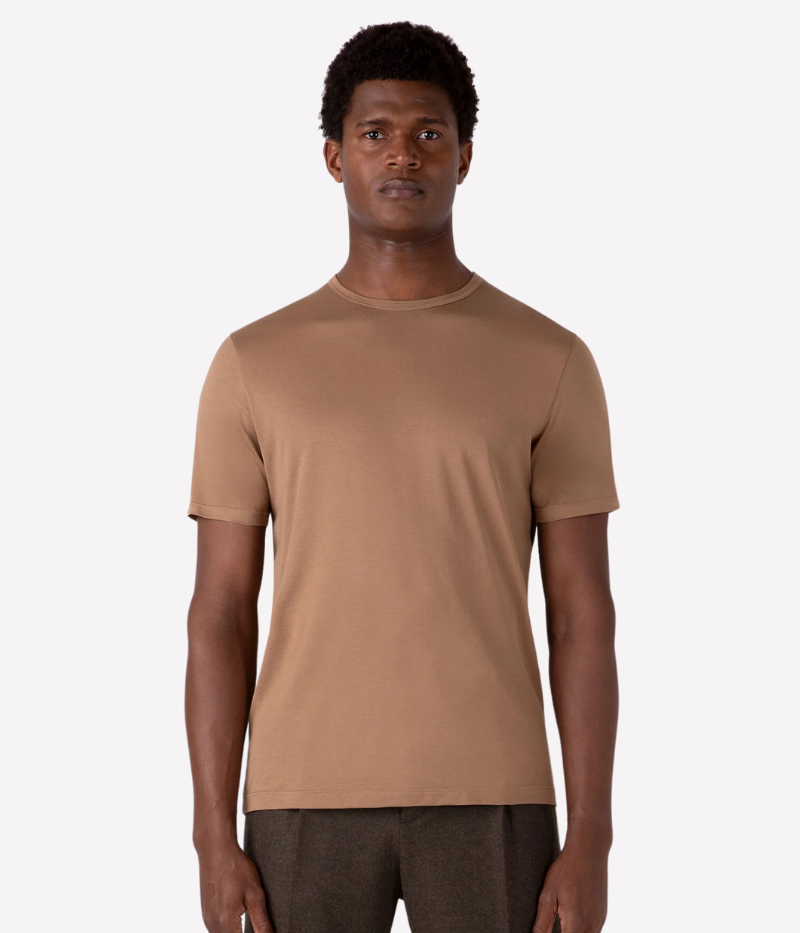 Short Sleeve Crew Neck T-Shirt in Almond