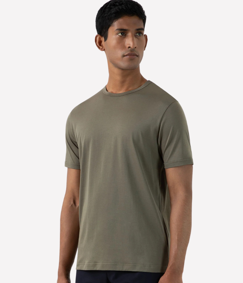 Short Sleeve Crew Neck T-Shirt in Khaki