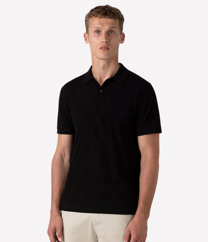 Pique Polo Shirt in Black