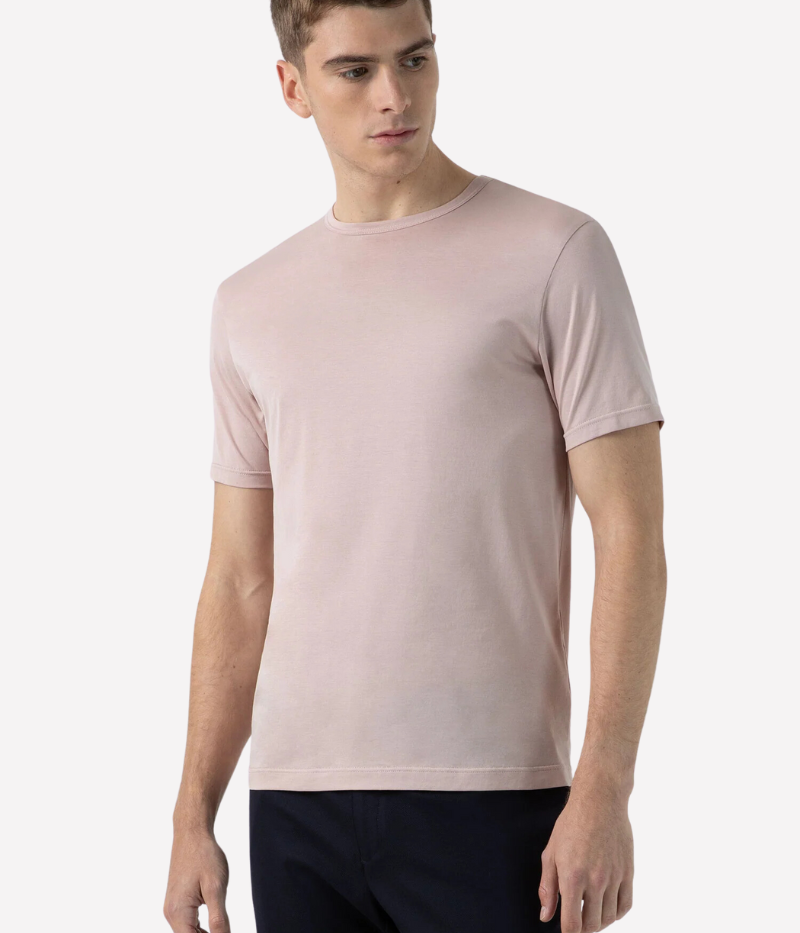 Short Sleeve Crew Neck T-Shirt in Pale Pink