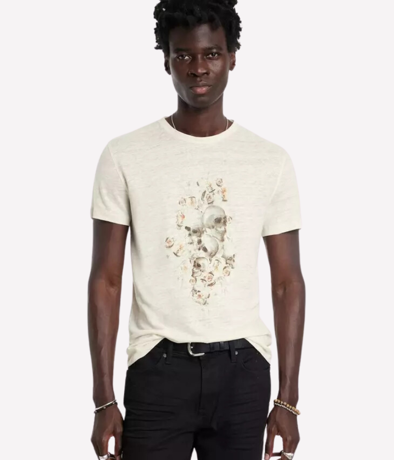 Floral Skull Tee in Salt