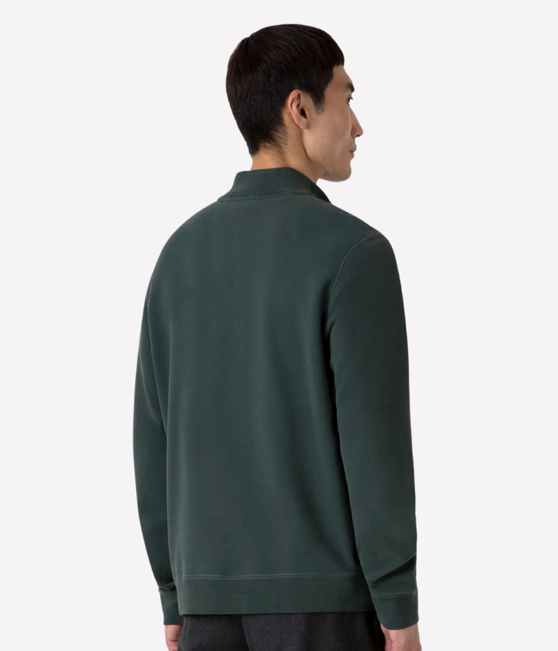 Loopback Half Zip Sweatshirt in Holly Green