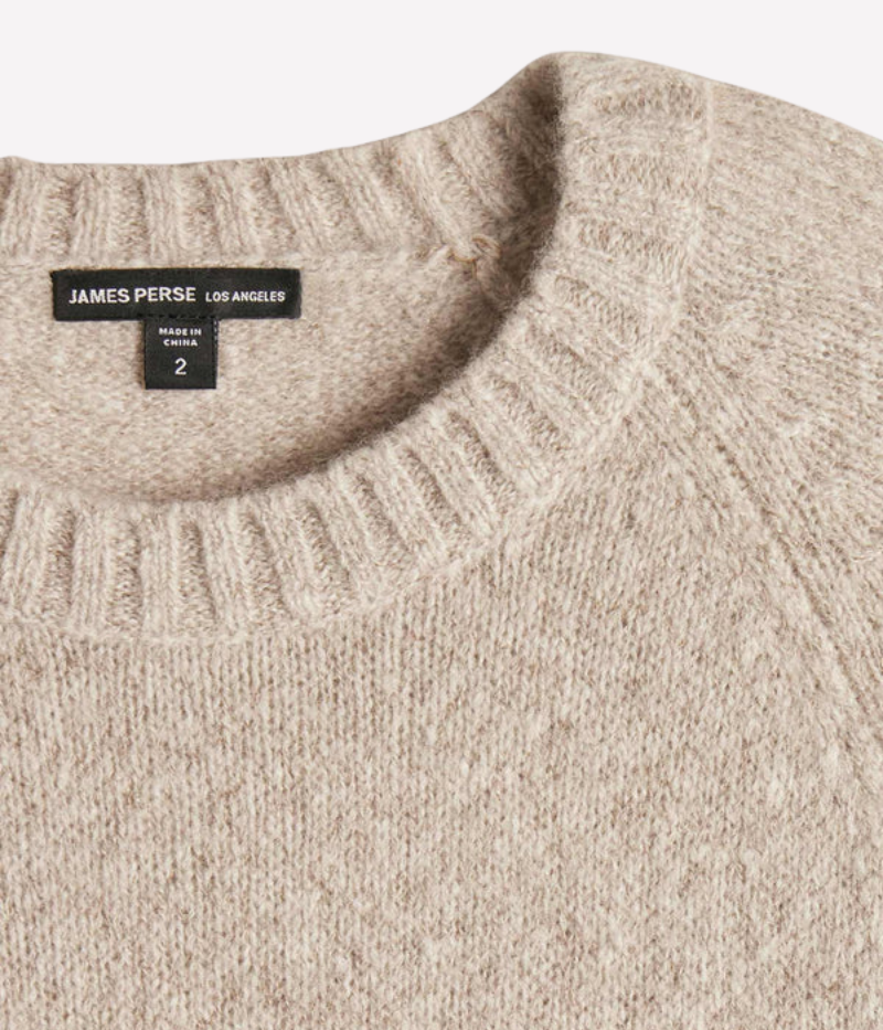 Textured Cashmere Crew in Hazel