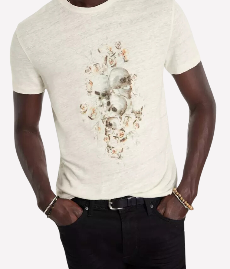 Floral Skull Tee in Salt