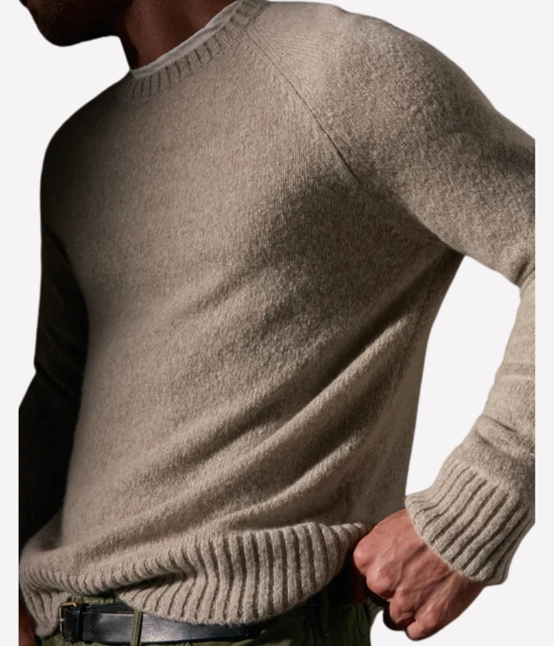 Textured Cashmere Crew in Hazel