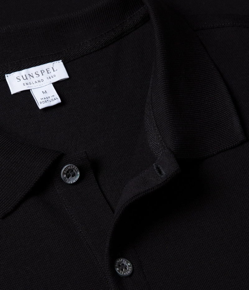 Pique Polo Shirt in Black