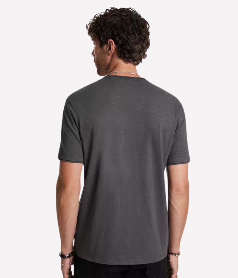 Miles Slub V Neck Tee in Charcoal