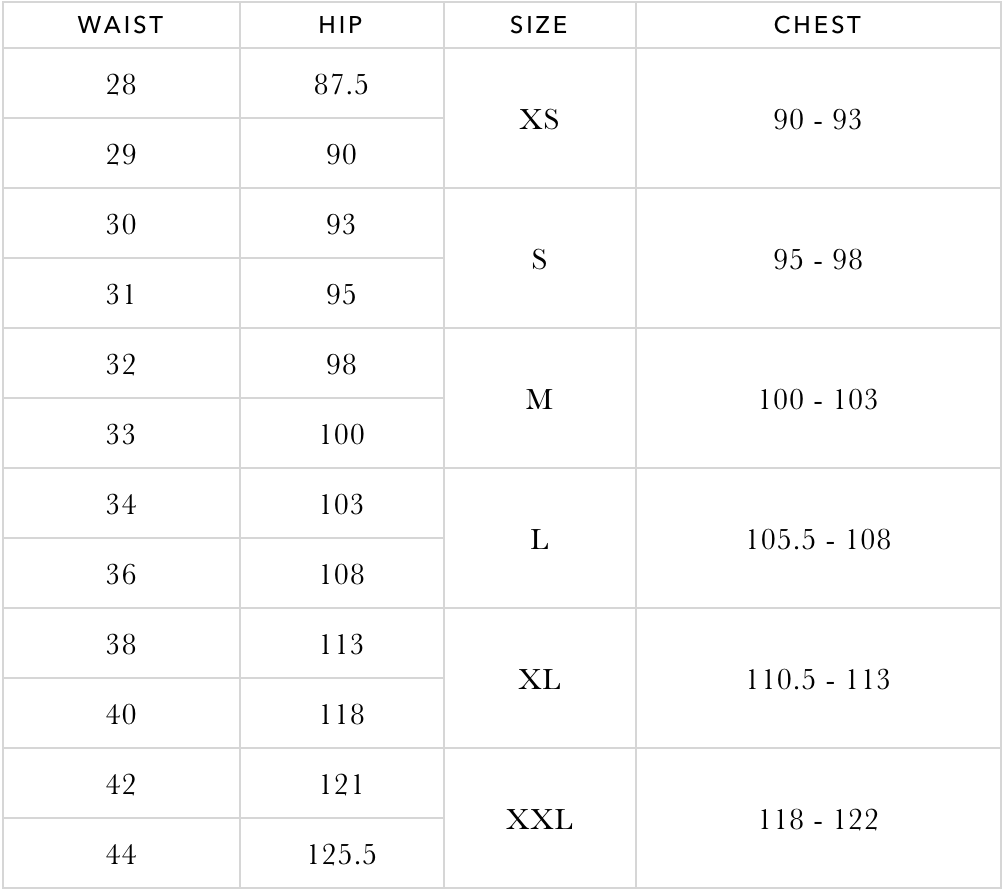 Sizing Chart