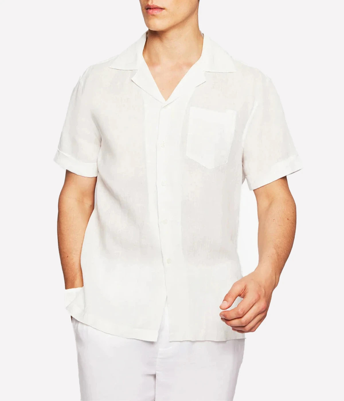 Angelo Linen Shirt Short Sleeve in White