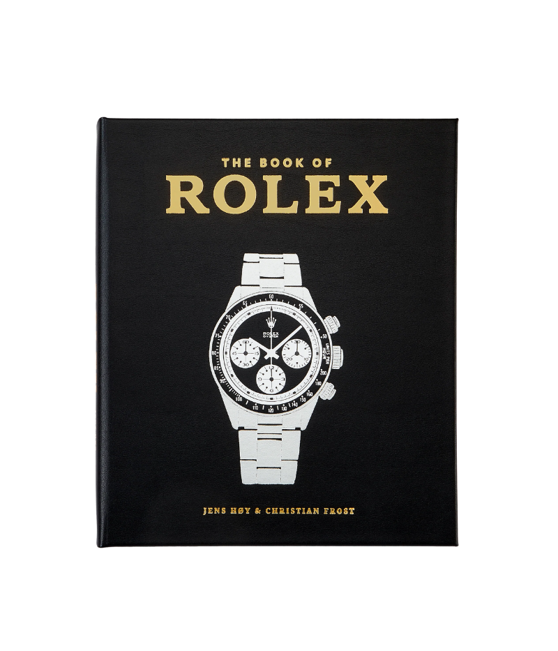 Luxury book on Rolex watches, hand-bound in bonded leather, featuring 200 pages on vintage models, special editions, and expert authentication tips.