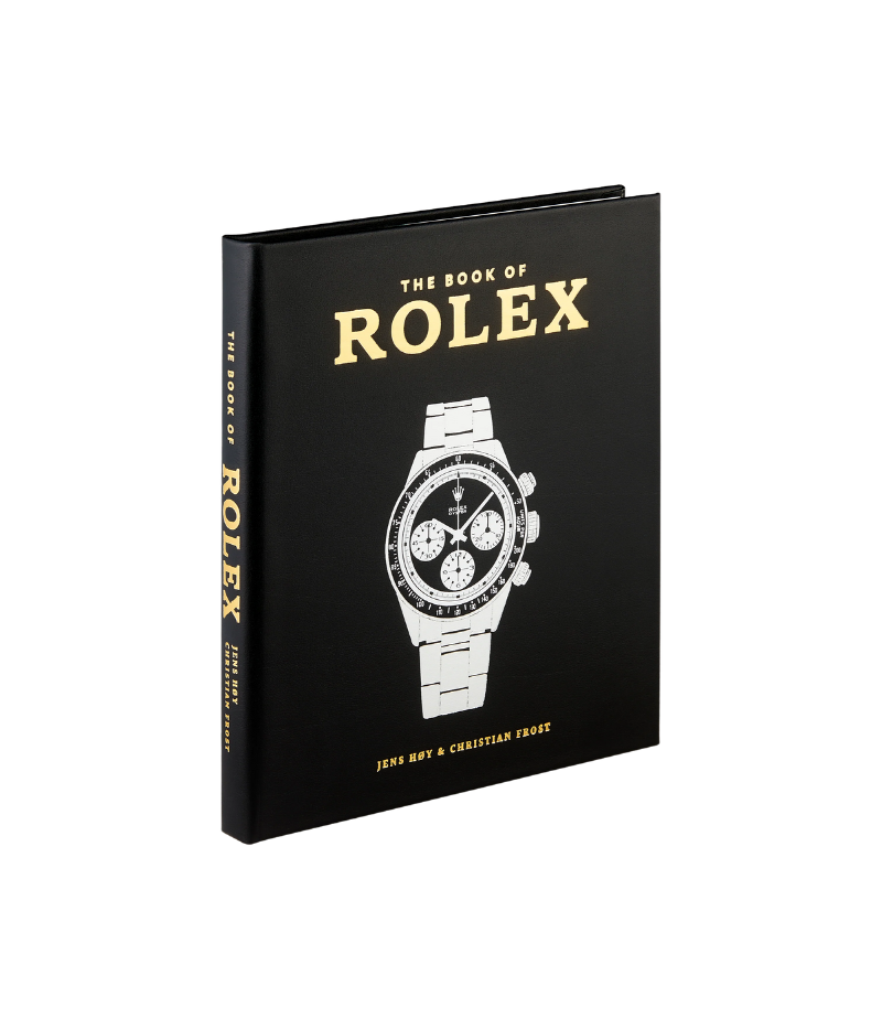 Luxury book on Rolex watches, hand-bound in bonded leather, featuring 200 pages on vintage models, special editions, and expert authentication tips.