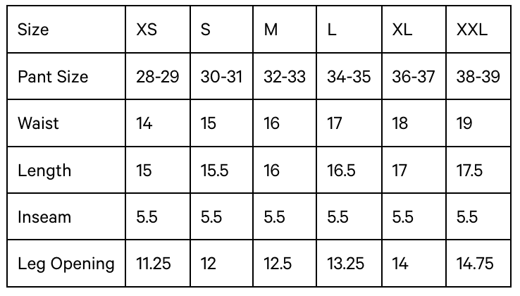 Sizing Chart