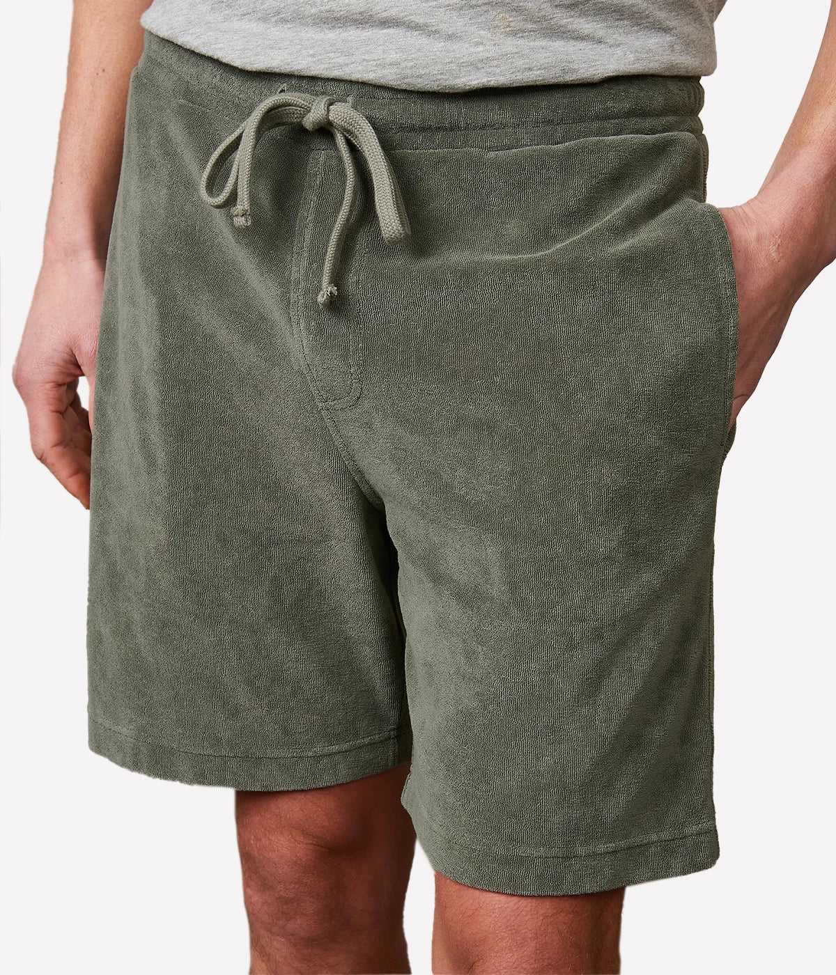 Bouclette Bermuda Shorts in Military