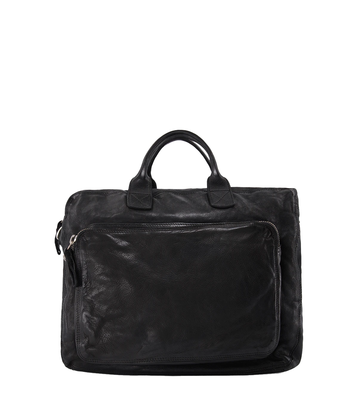 The Campomaggi Leather Briefcase in black is crafted from full-grain Italian leather with a rich, hand-dyed finish. Featuring sturdy top handles, a detachable shoulder strap, and a spacious interior, it’s a timeless blend of function and craftsmanship, perfect for work or travel.