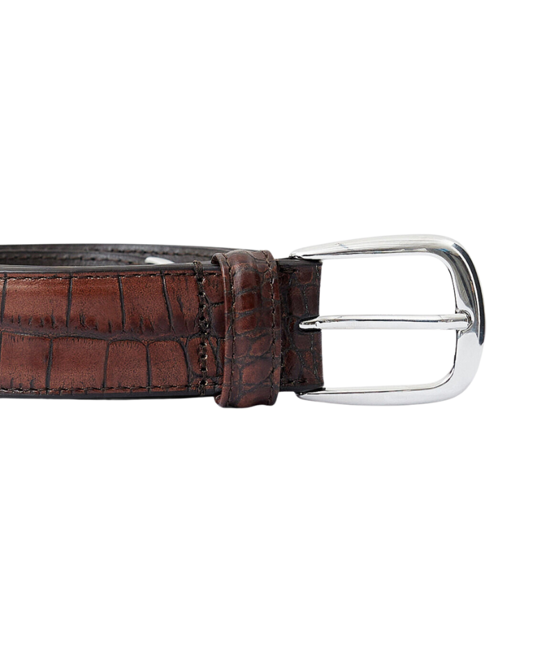 Croc Embossed Belt in Brown