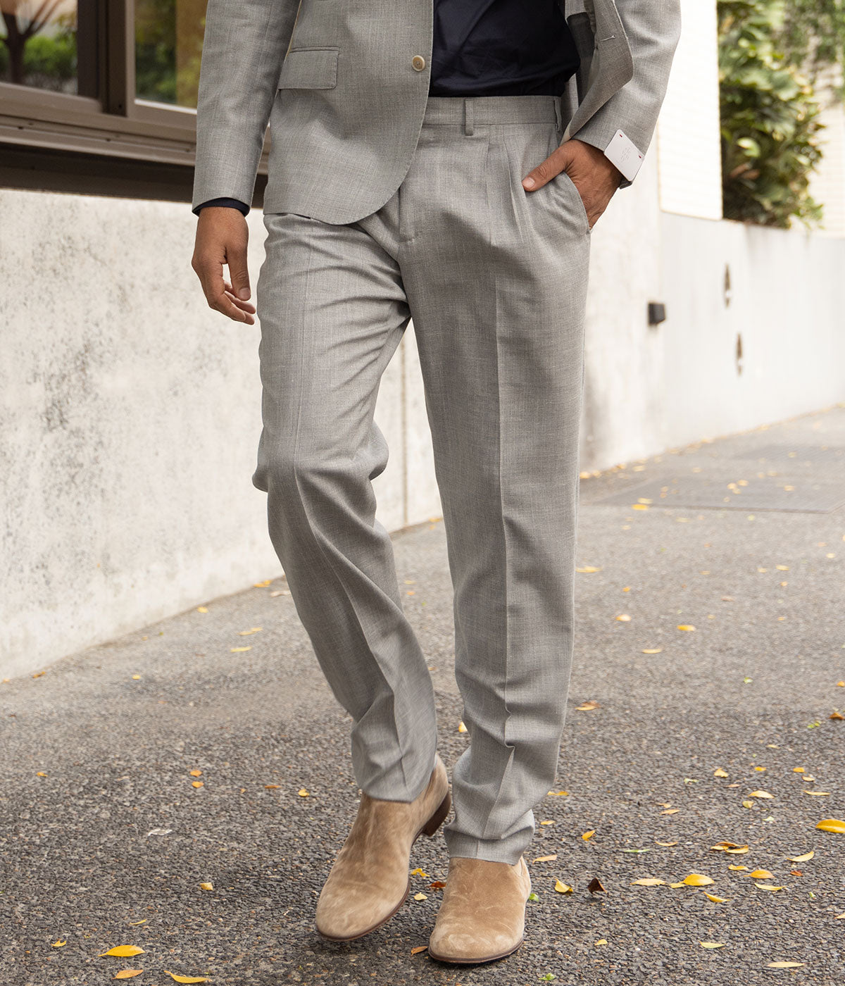 Single Breasted Suit Pant in Melange Grey