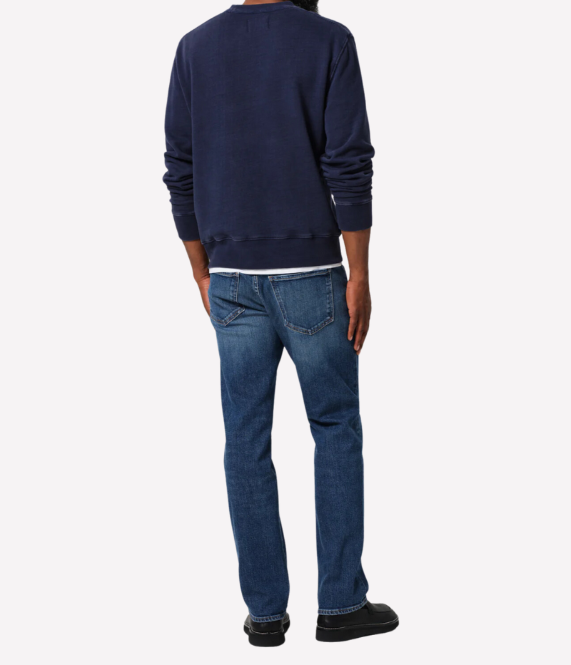 Citizens of Humanity Elijah Jean in bright medium indigo with whiskering and fading. This relaxed, straight-leg denim offers a comfortable fit through the hip and leg, crafted from signature comfort stretch heavyweight denim for all-day wear.