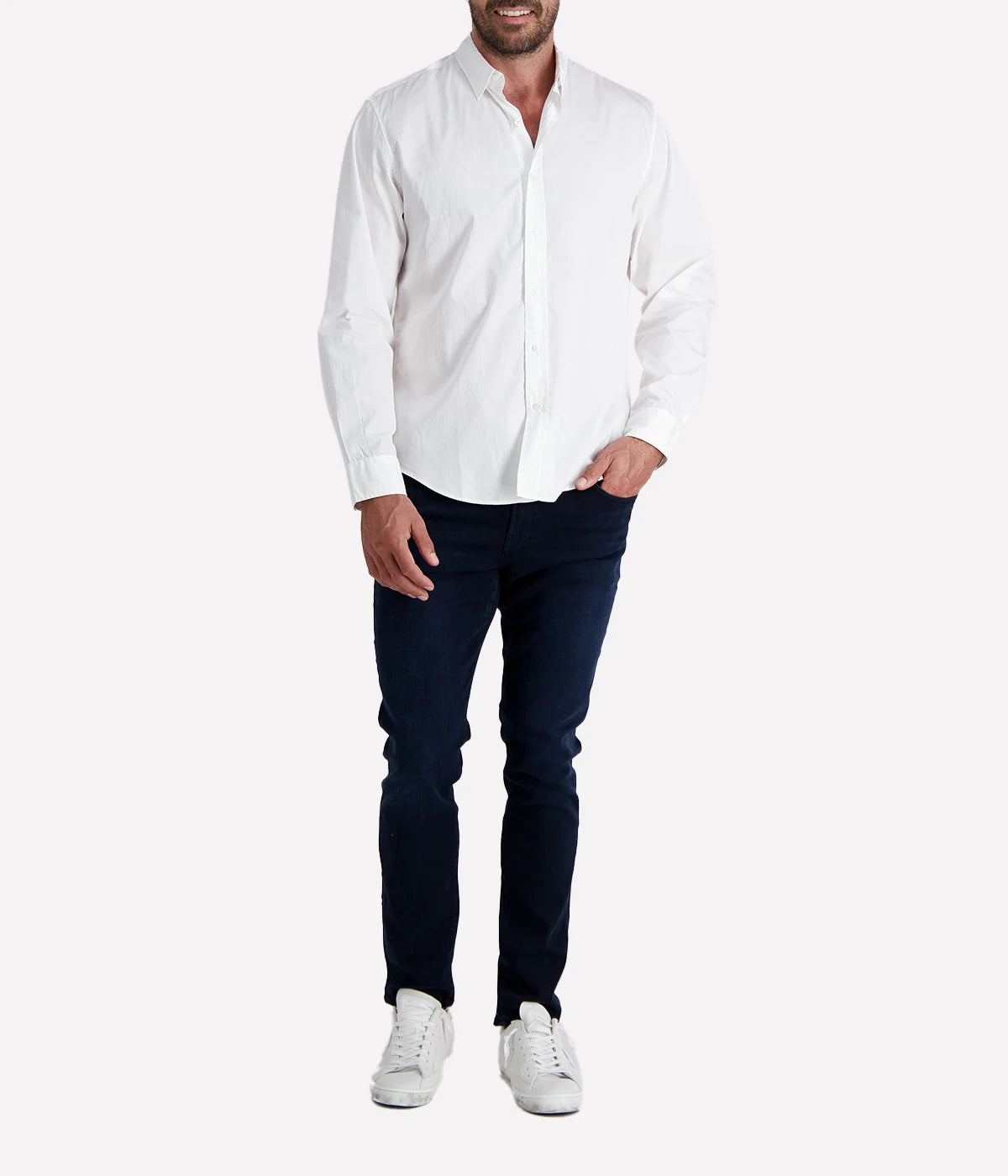 The Finbar Woven Button-Up Shirt in White Super Luxe is crafted from premium linen for a breathable, lightweight feel. Designed with a relaxed fit, spread collar, and long sleeves, it offers timeless style and effortless sophistication for any occasion.