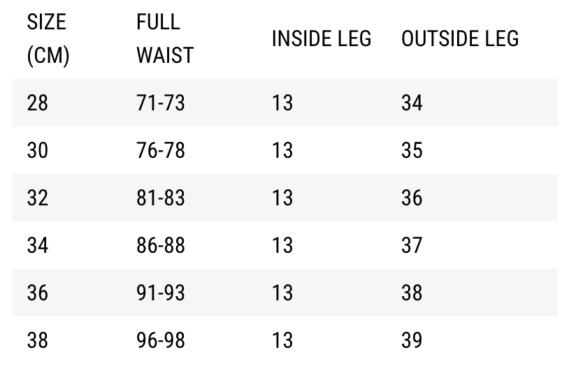 Sizing Chart