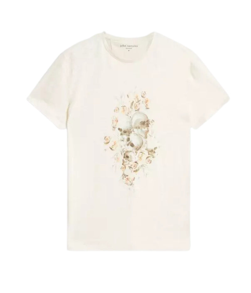 Floral Skull Tee in Salt