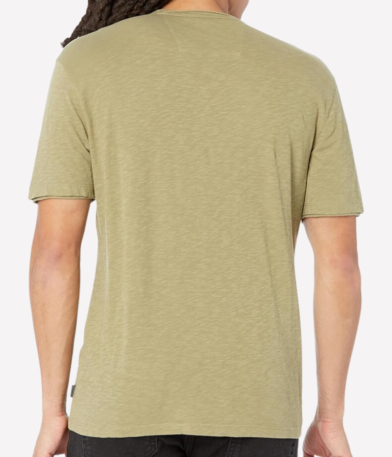 Miles Slub V Neck Tee in Khaki