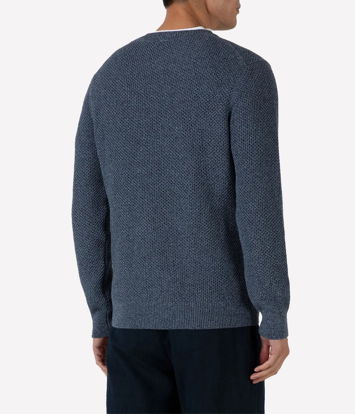 Honeycomb-knit cotton sweater with a soft, textured feel. Features a regular fit, ribbed trims, and a clean tubular seam at the neck for a refined finish.