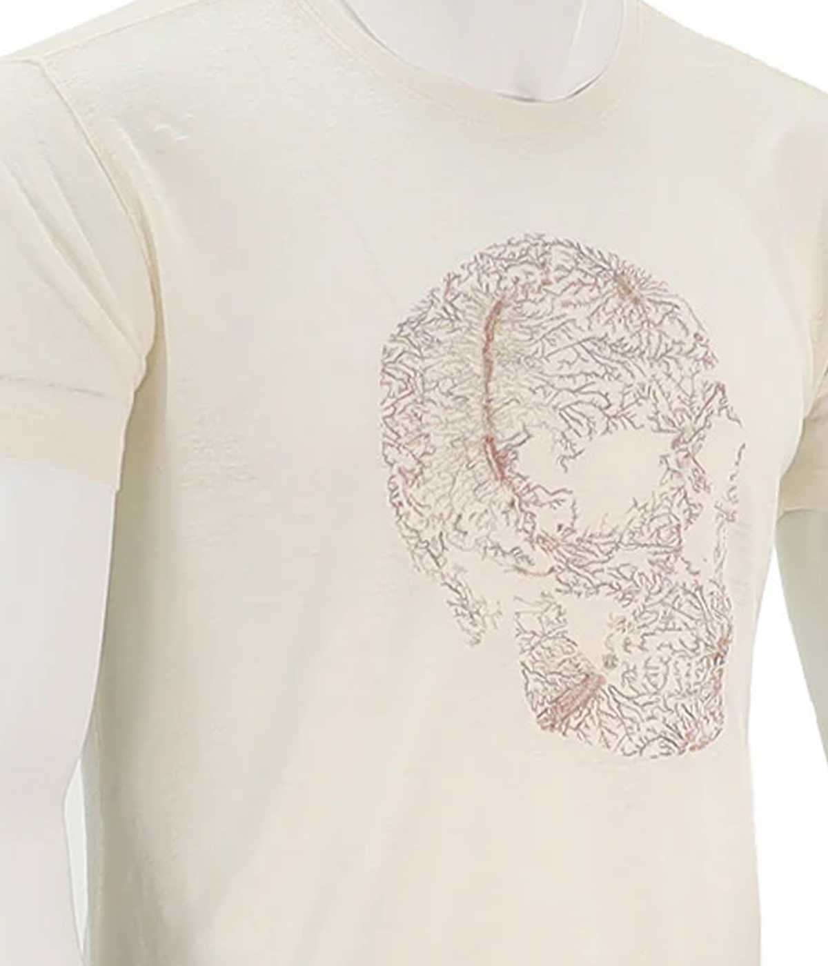 Embroidered Skull Tee in Salt