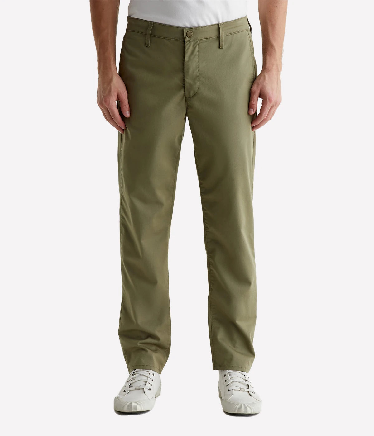 AG's Kullen slim-fit trousers in lightweight 5.9 oz. Airluxe™ Commuter Performance Sateen, featuring a refined texture and powerful stretch for comfort and shape retention. Designed with a 10 1/4" front rise, 17" knee opening, 14" bottom opening, and 32" inseam.