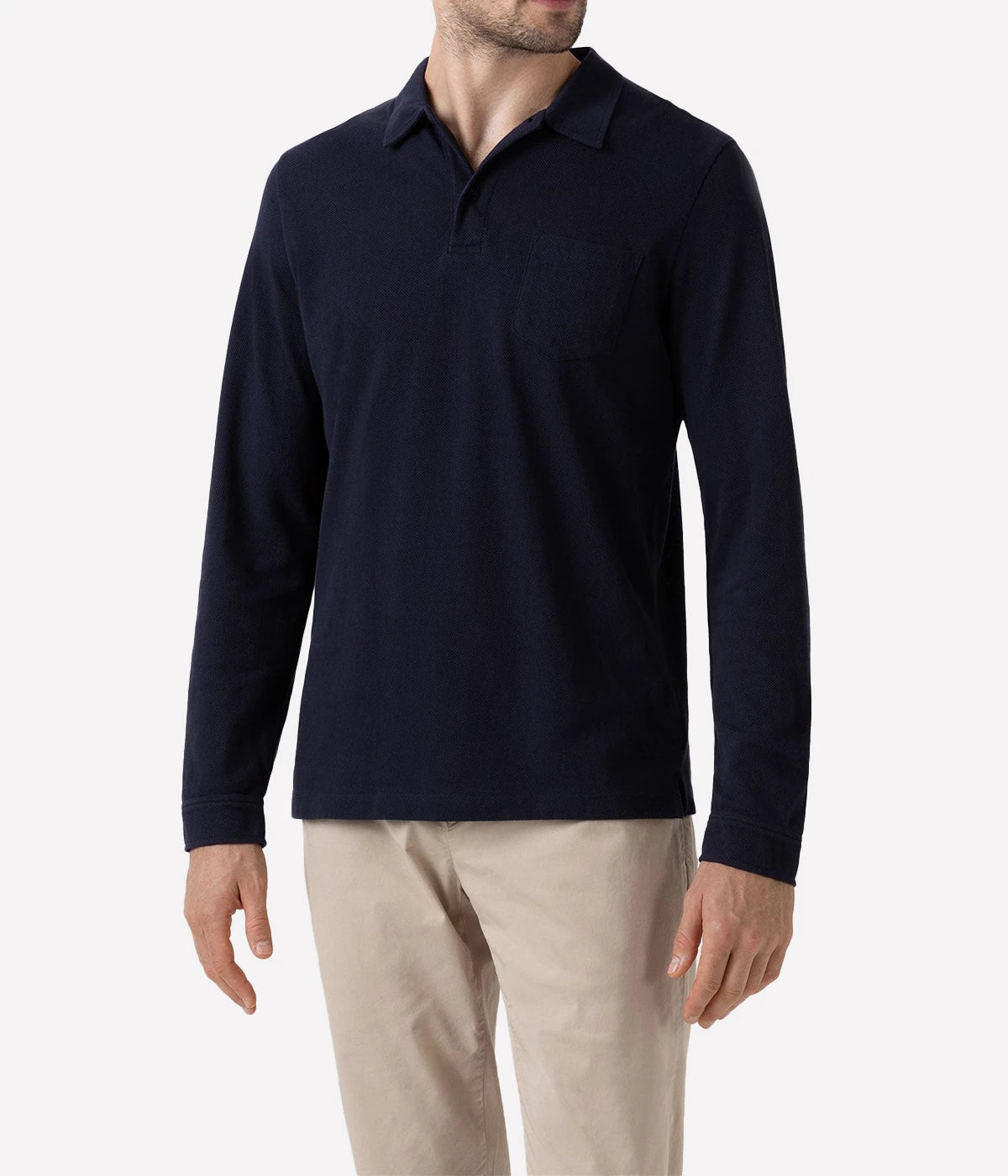 Long Sleeve Riviera Polo Shirt in Navy