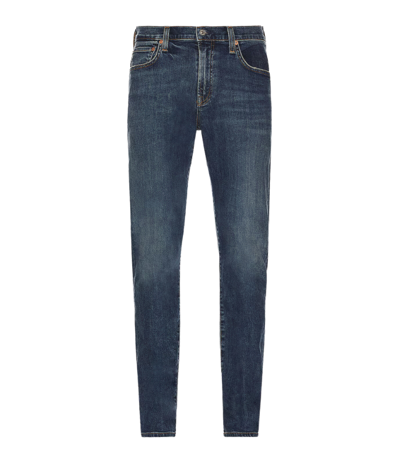 Citizens of Humanity London Jeans in dark blue, featuring a tapered leg and five-pocket design.