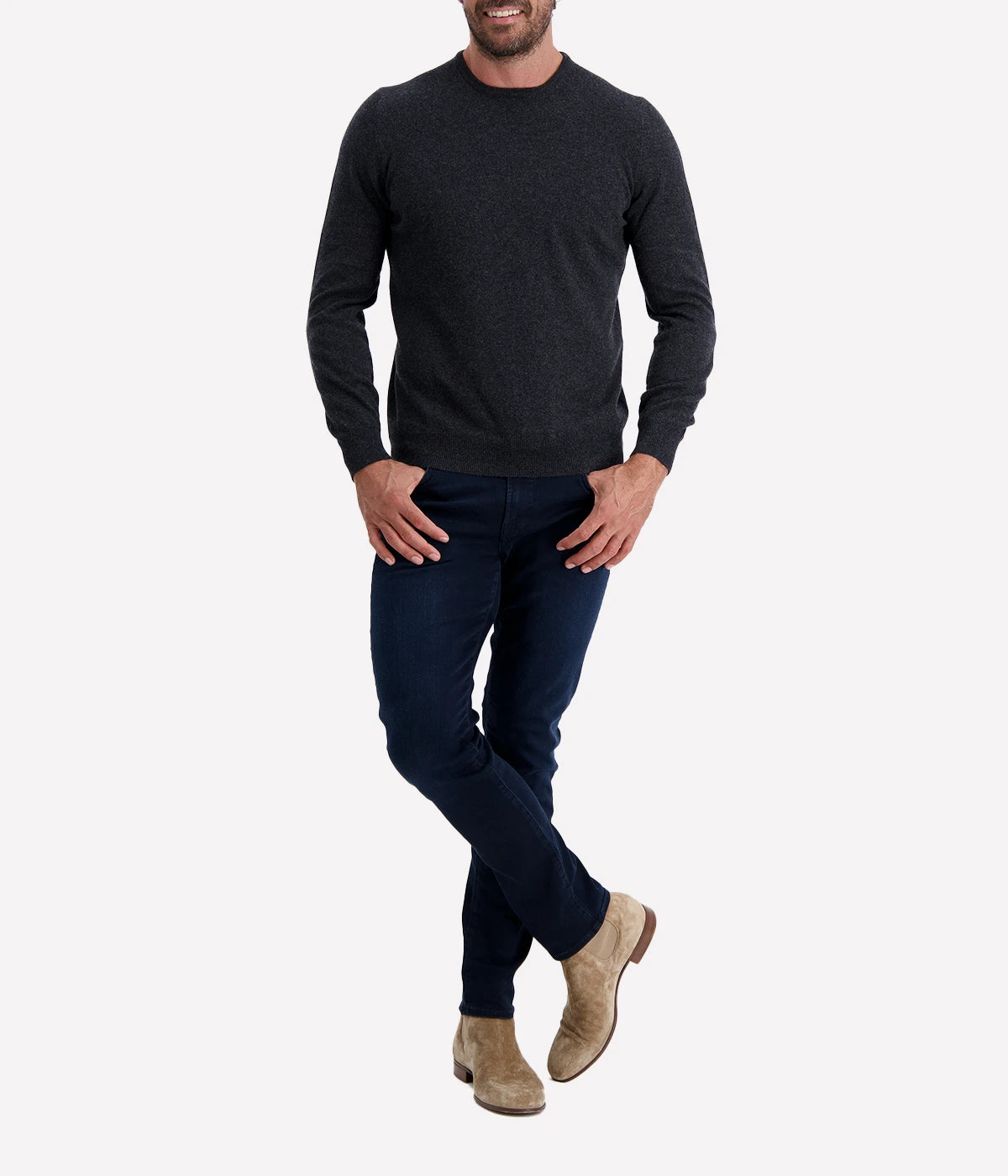 Gran Sasso long-sleeve knit crew neck in charcoal, crafted from premium Italian fabric for a soft, comfortable fit. A versatile wardrobe staple that blends casual elegance with effortless style.