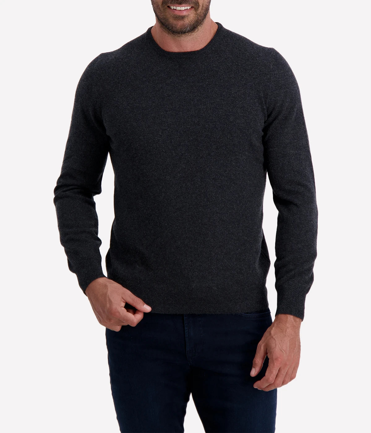 Gran Sasso long-sleeve knit crew neck in charcoal, crafted from premium Italian fabric for a soft, comfortable fit. A versatile wardrobe staple that blends casual elegance with effortless style.