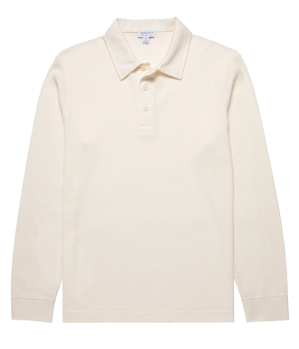 L/S Waffle Polo Shirt in Ecru