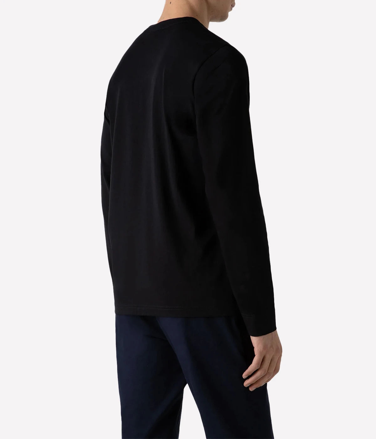 Men’s Black Long Sleeve Riviera T-Shirt – Luxurious midweight cotton T-shirt in slate blue, inspired by the iconic style worn by James Bond in Casino Royale, perfect for layering or wearing solo in winter.