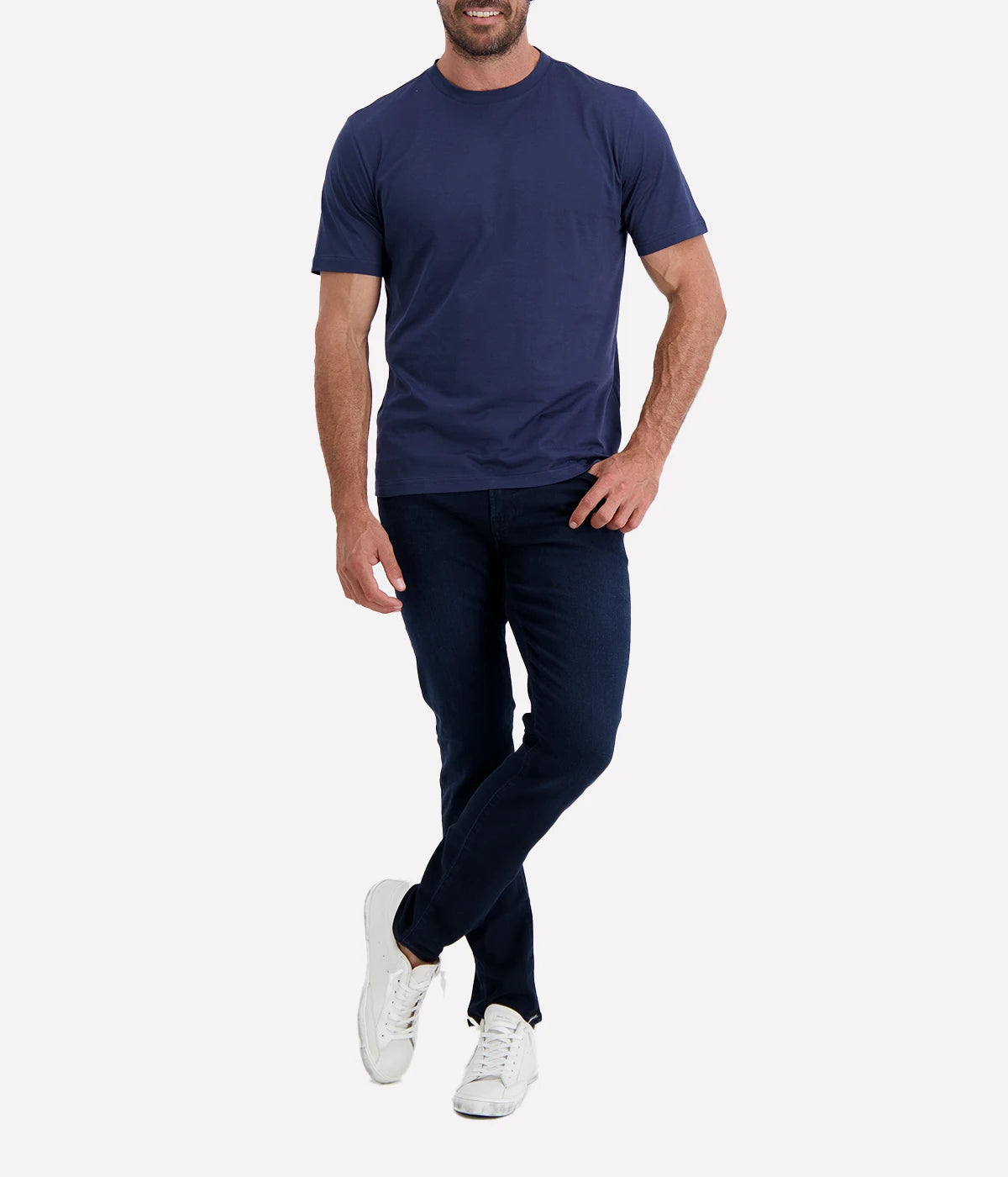 Eleventy blue cotton T-shirt with a relaxed fit, offering comfort and versatility. A simple, clean design perfect for casual or dressed-up looks. Made in Italy.