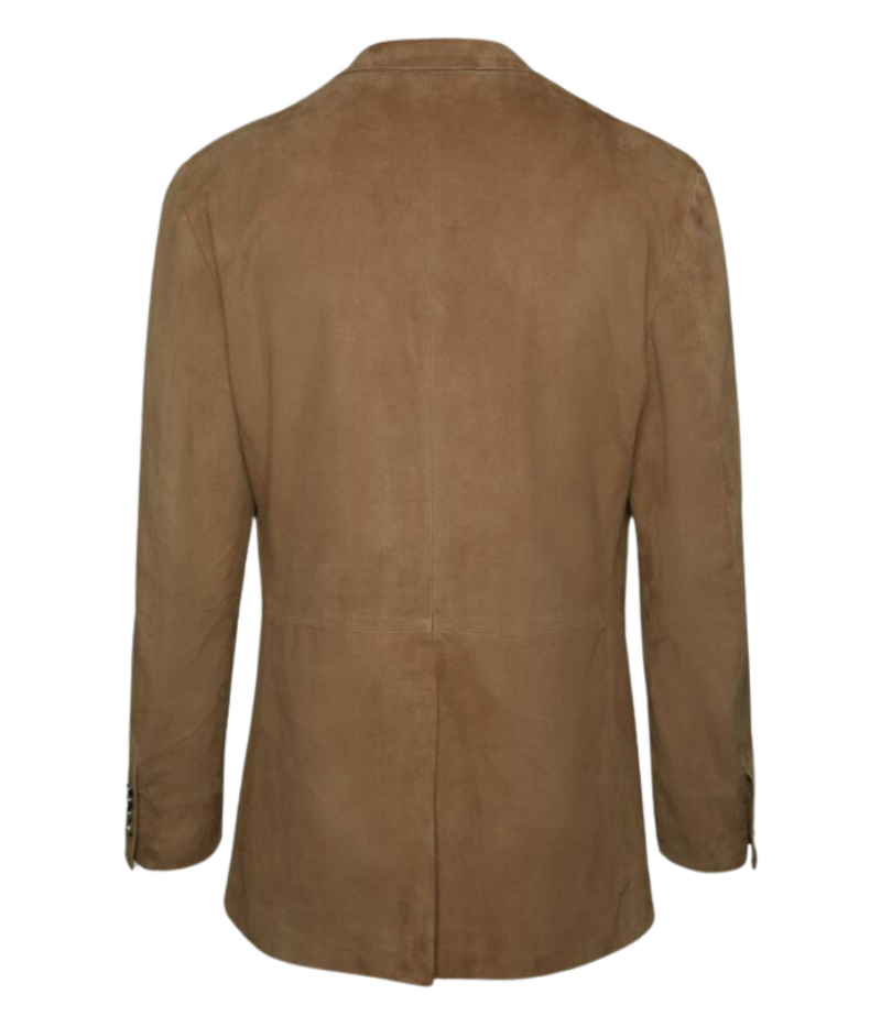 Lardini sheepskin leather blazer in rich brown, featuring a sleek single-breasted tailored design, expertly crafted in Italy for a refined yet rugged look—perfect for elevating both smart and casual outfits.