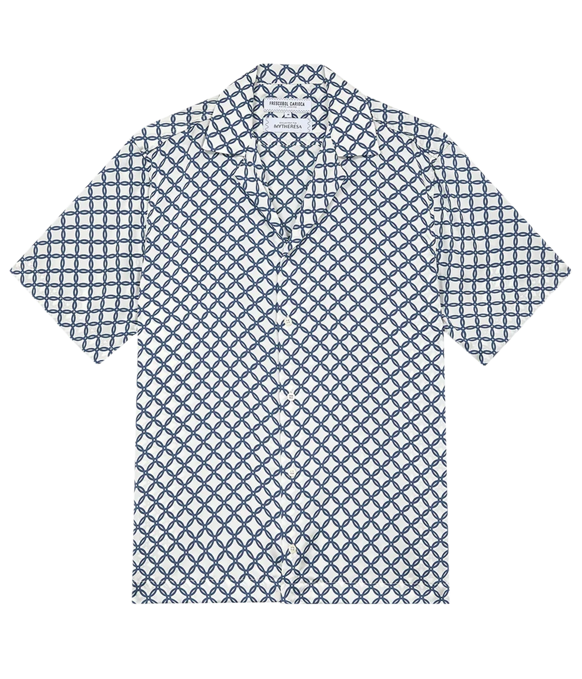 Roberto Trelica Print Shirt in Navy and White