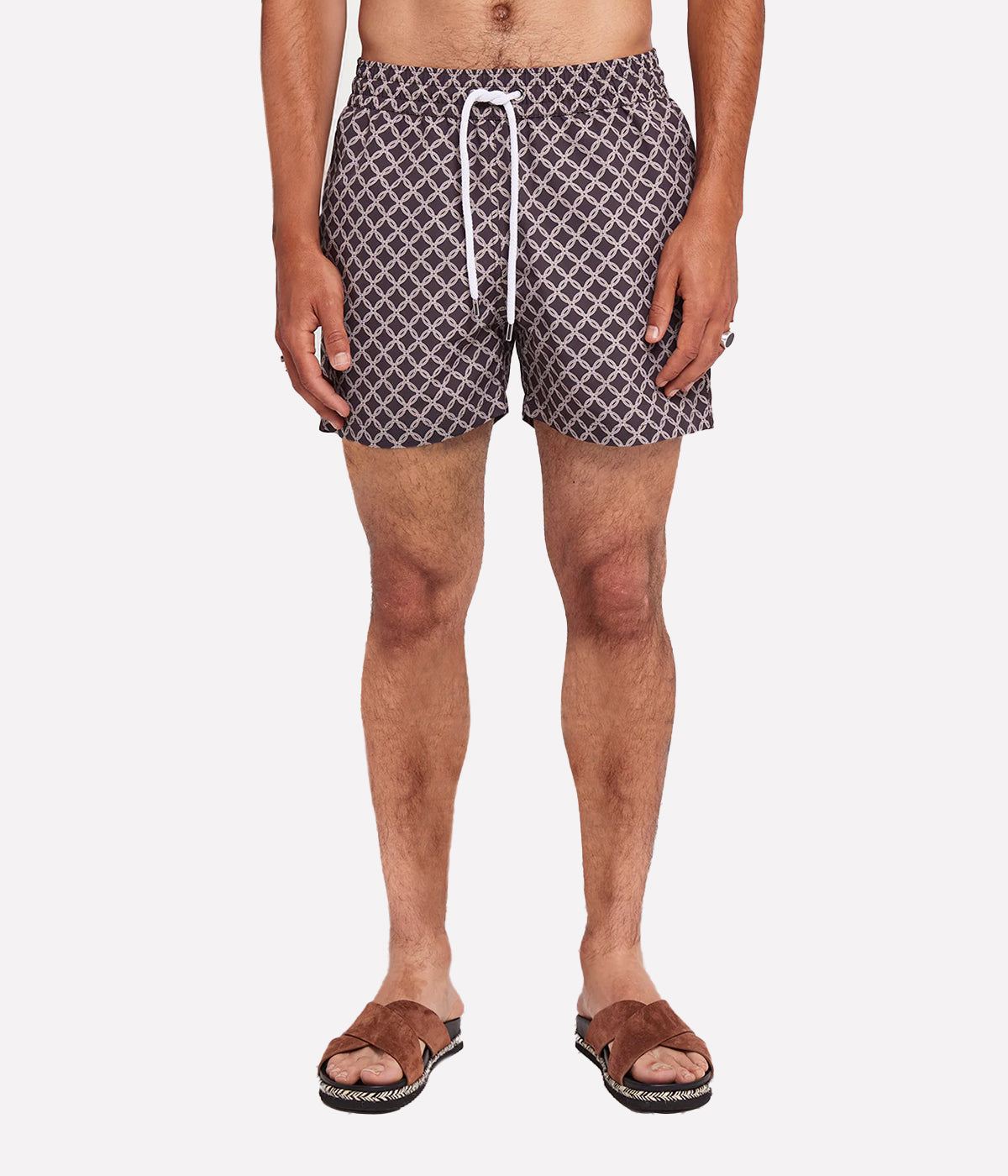 Rio Trelica Print Swim Short in Brown Truffle