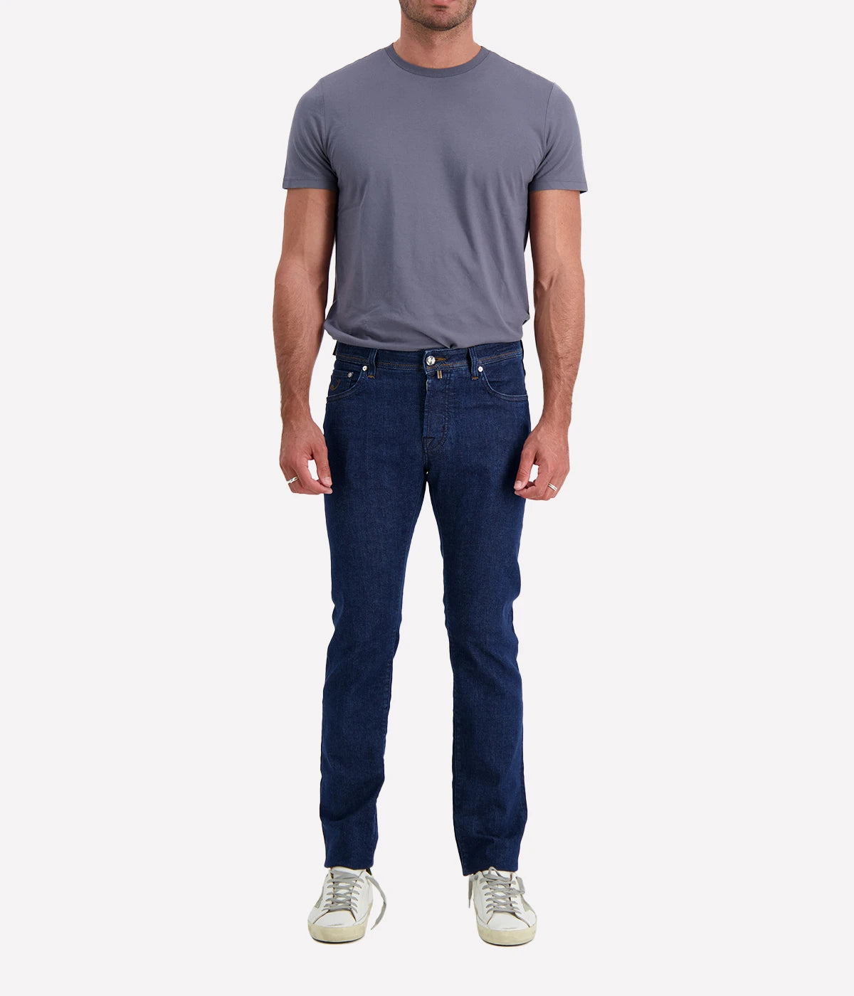 Nick 5 Pocket Slim Fit Jean in Dark Blue on Blue