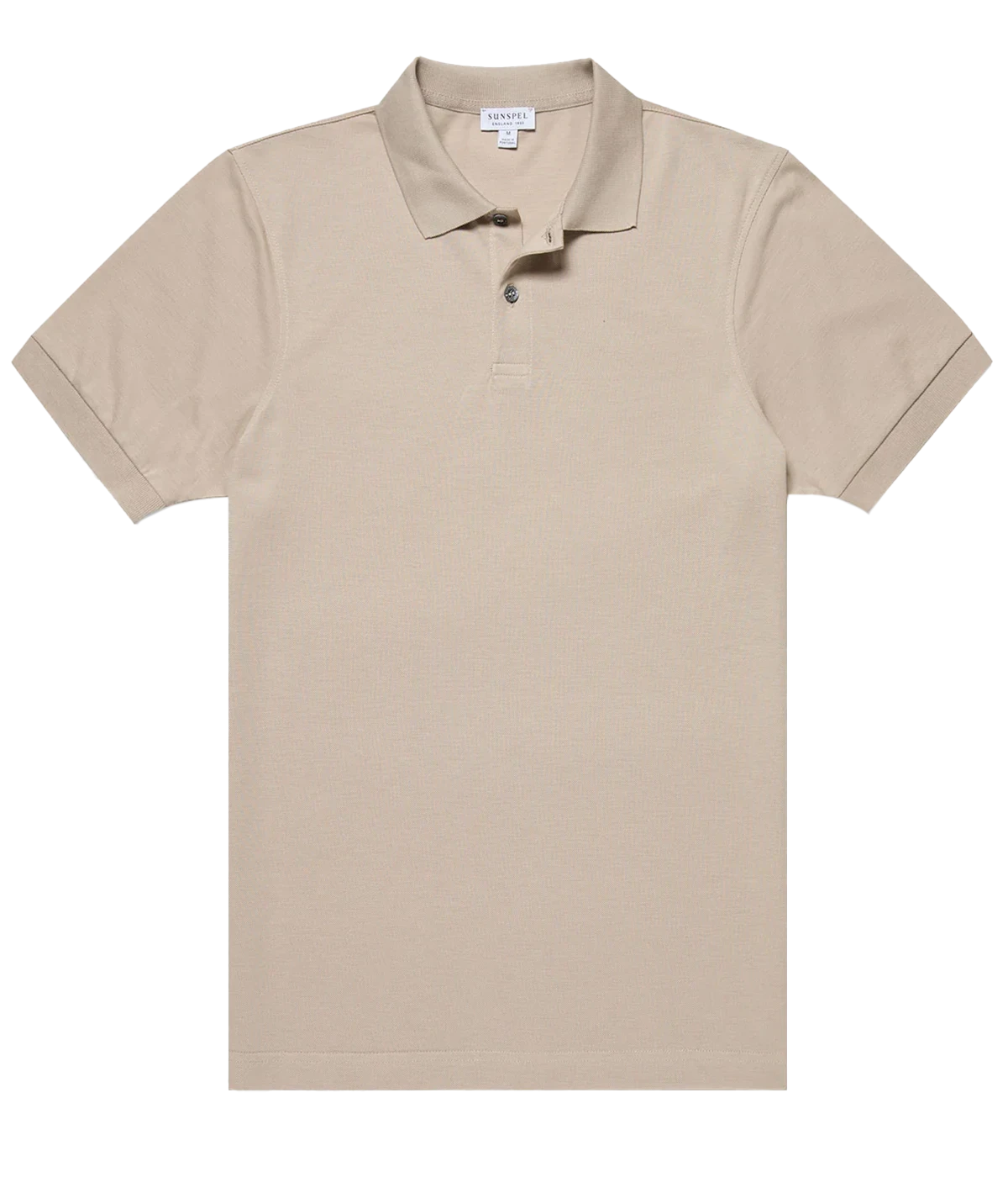 Ash grey piqué polo shirt for men made from Supima cotton. Features ribbed collar, side vents, and branded shell buttons for a sophisticated finish.