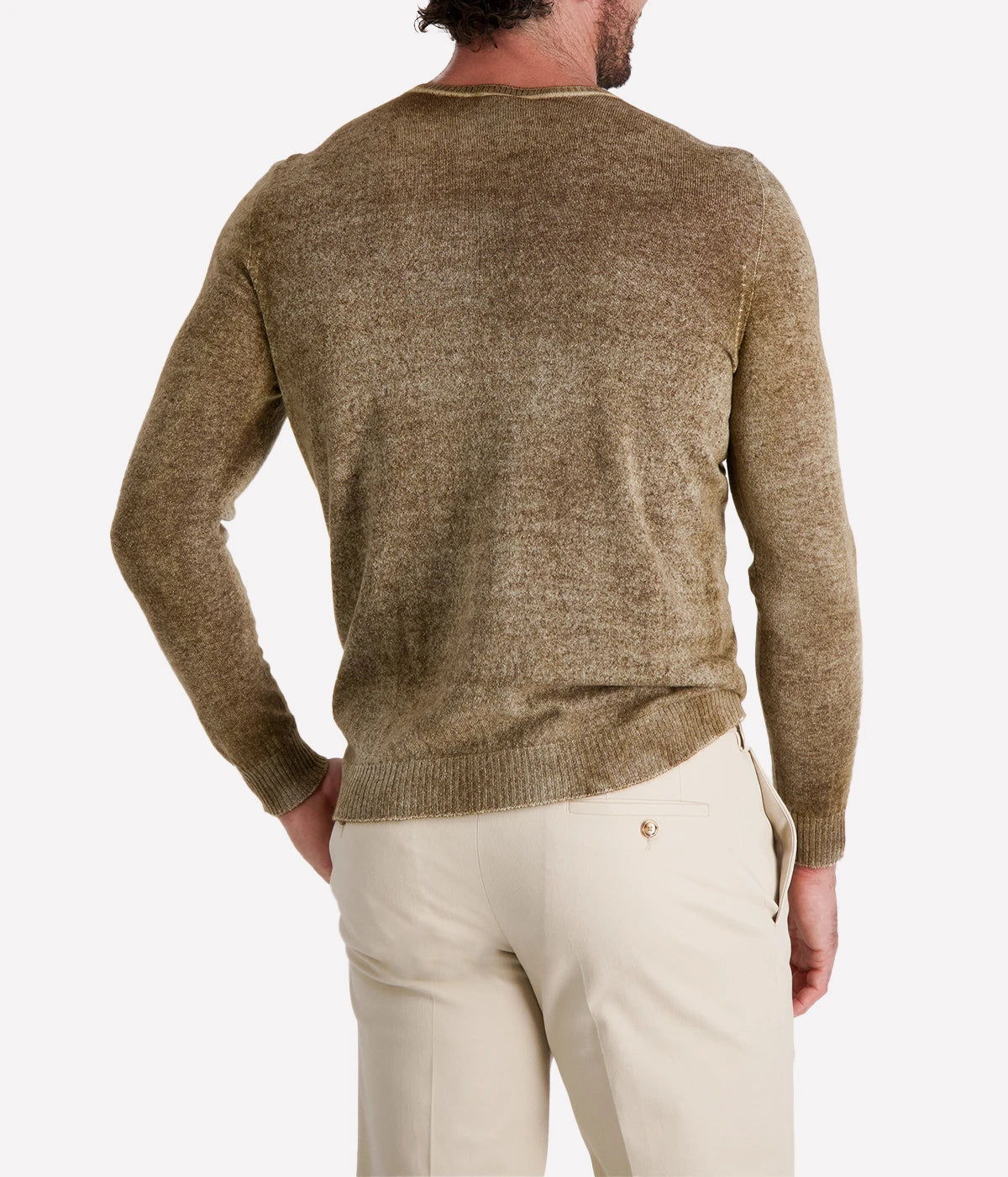 Avant Toi reversible pullover in Sughero, featuring a classic brown side and a lighter, textured reverse. Made in Italy from ultra-soft fabric, offering versatile styling with a refined, laid-back feel.