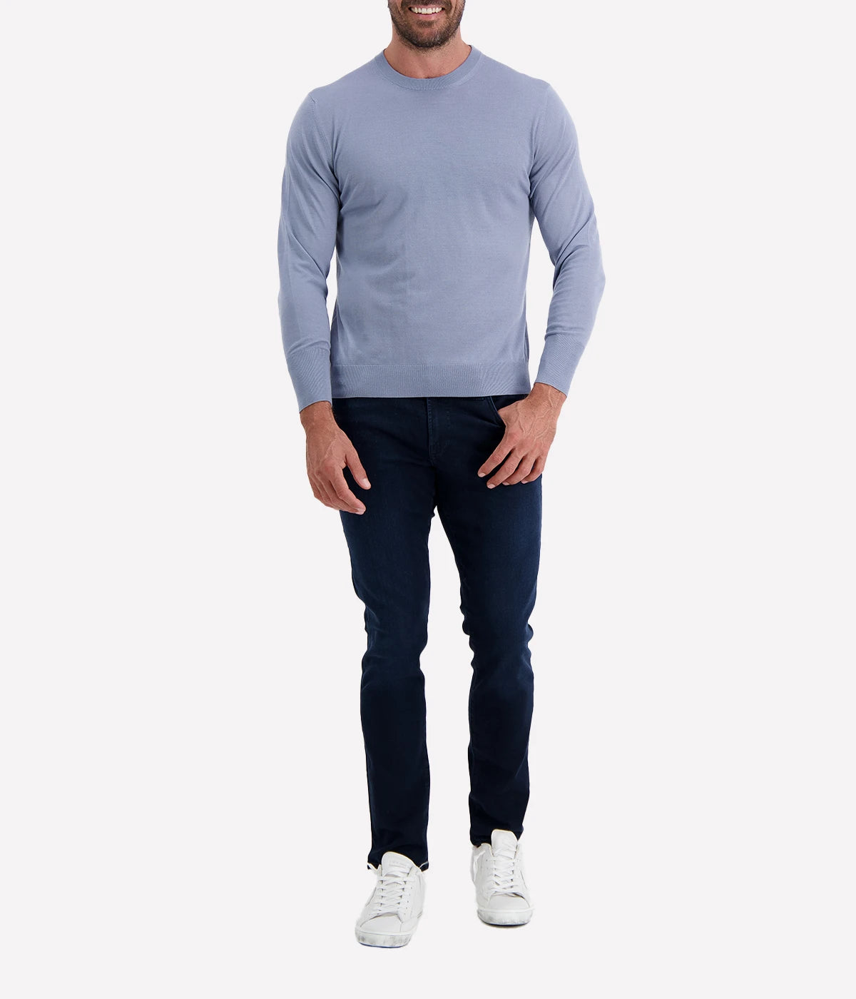 Eleventy Round Neck Sweater in a luxurious silk and wool blend, featuring a ribbed crew neck, fitted cuffs, and hem. Soft, lightweight, and effortlessly refined for both polished and casual styling.