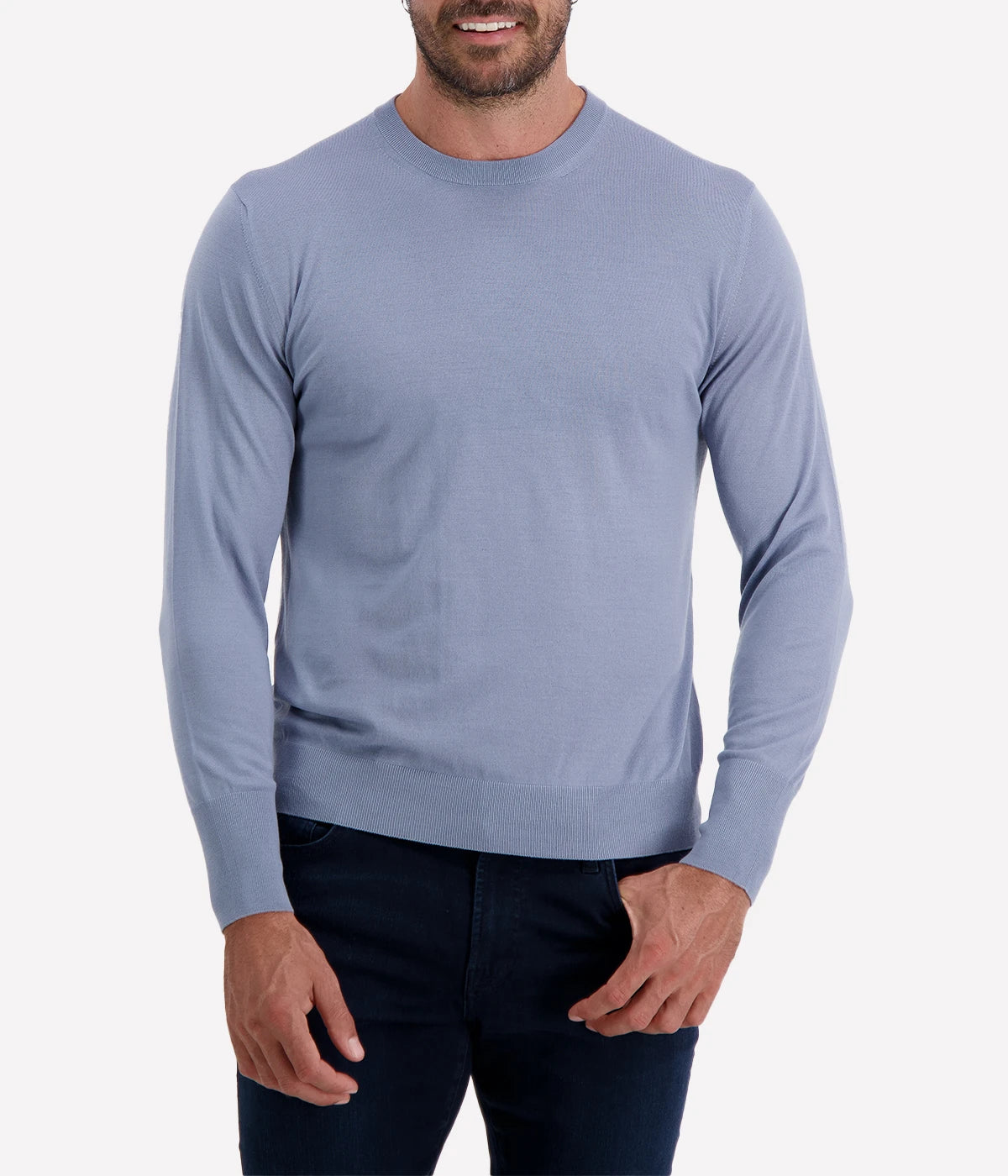 Eleventy Round Neck Sweater in a luxurious silk and wool blend, featuring a ribbed crew neck, fitted cuffs, and hem. Soft, lightweight, and effortlessly refined for both polished and casual styling.