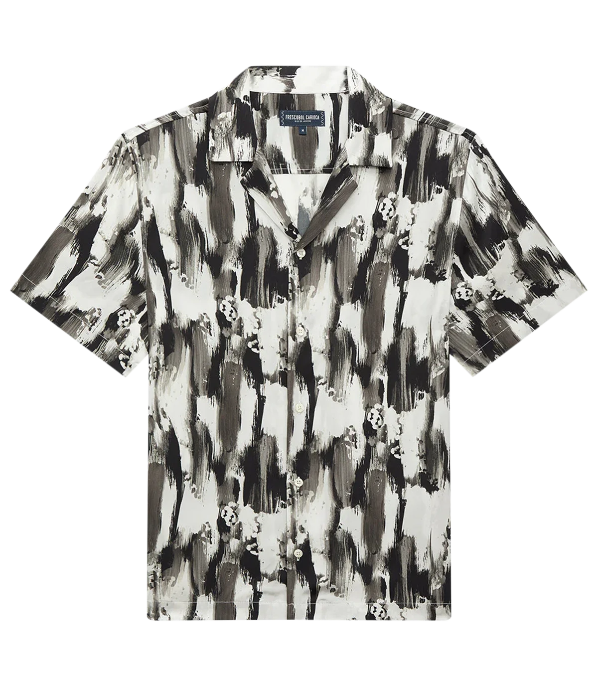 Roberto Seascape Print Silk Shirt in Black and White