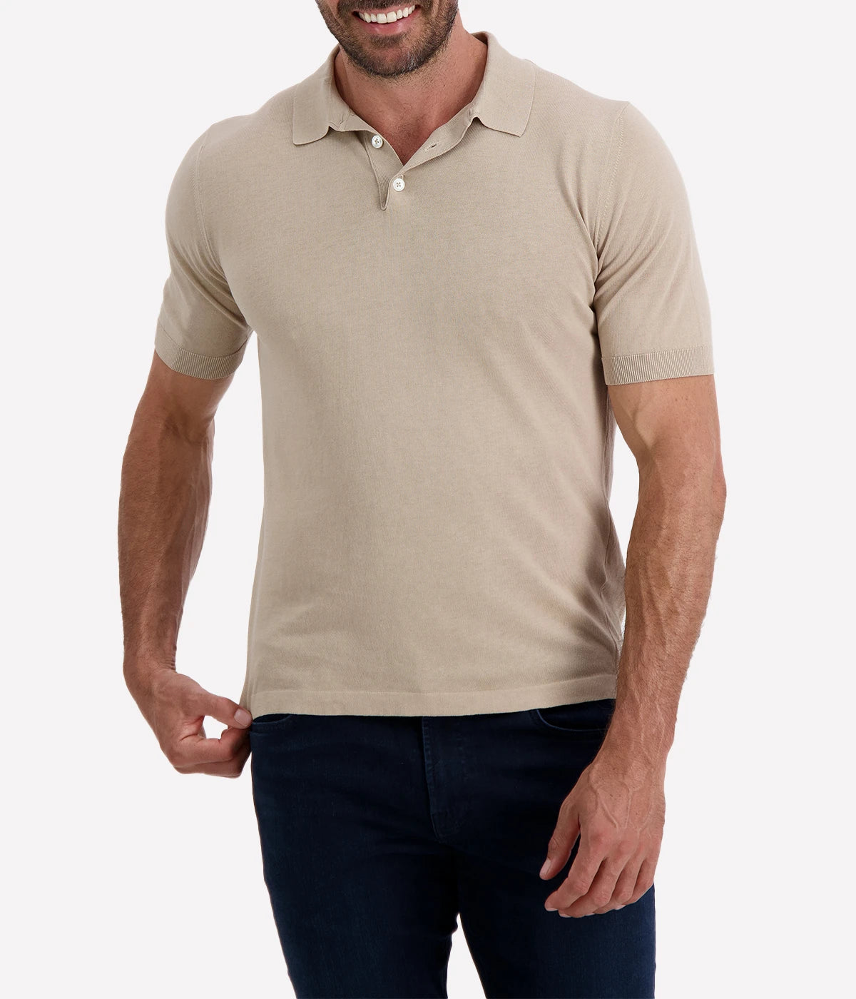 Eleventy Short Sleeve Polo in cotton crepe with mother-of-pearl buttons, featuring an 18-gauge finesse and a regular fit. A luxurious and versatile wardrobe staple for any occasion.