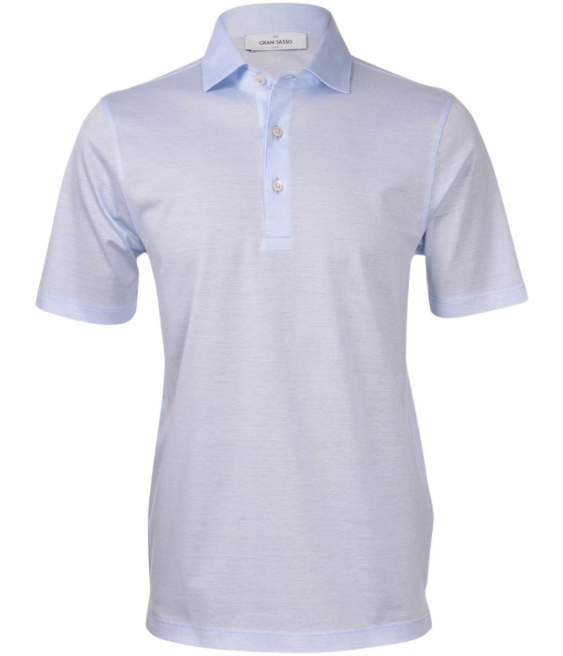 Gran Sasso Light Blue Polo Shirt with a sleek button placket and traditional collar, crafted in Italy from soft, premium cotton.