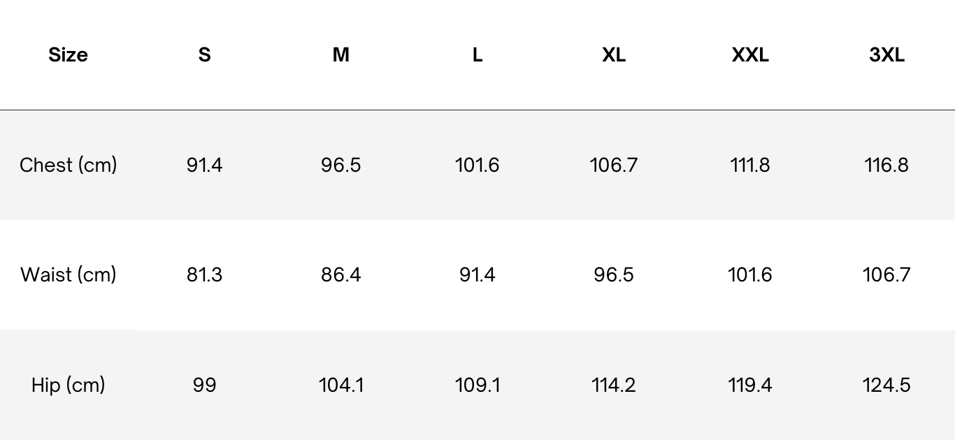 Sizing Chart