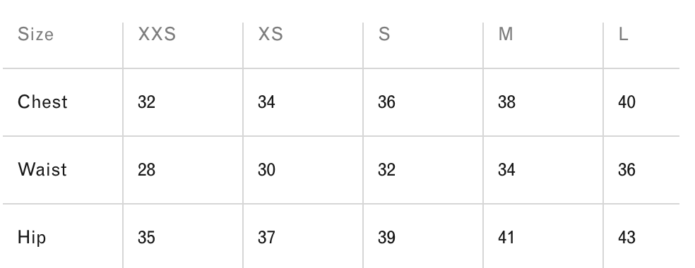 Sizing Chart